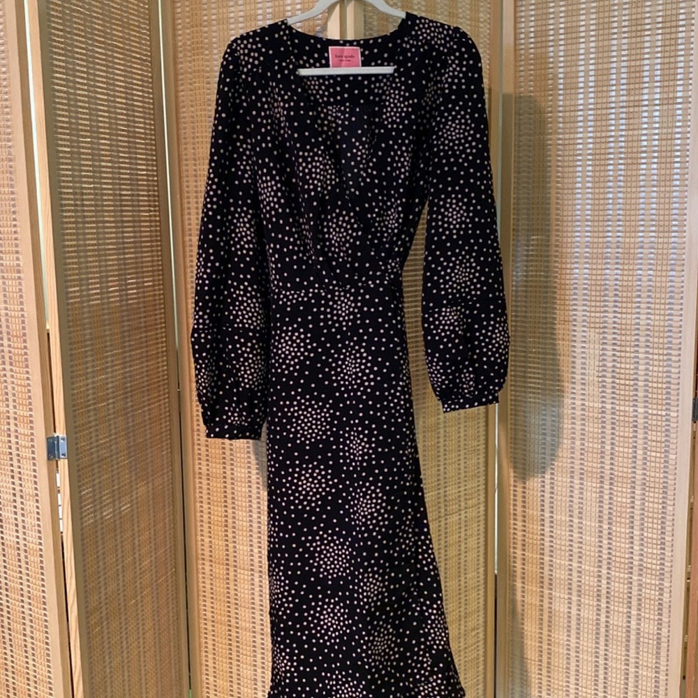 Woman’s Wrap Dress, calf length. Long Sleeve